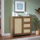 Rattan 3-Drawer 1-Door Storage Cabinet