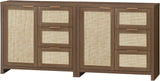 Rattan 3-Drawer 1-Door Storage Cabinet