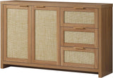 Rattan 3-Drawer 2-Door Storage Cabinet