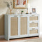 Rattan 3-Drawer 2-Door Storage Cabinet