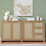 Rattan 3-Drawer 3-Door Storage Cabinet