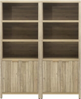 Bookcase, Tall Bookshelf with Doors Cabinet 15.4in Depth, 5 Tier Book Shelf, Wood Oak 1.4" MDF Bookcases with Storage Floor Standing, Farmhouse Bookshelves (Grey Oak)