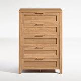 Wooden 5 Drawer Dresser Storage Cane Cabinet