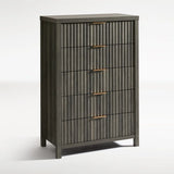 Wooden Fluted 5-Drawer Chest with Curved Silhouette Design