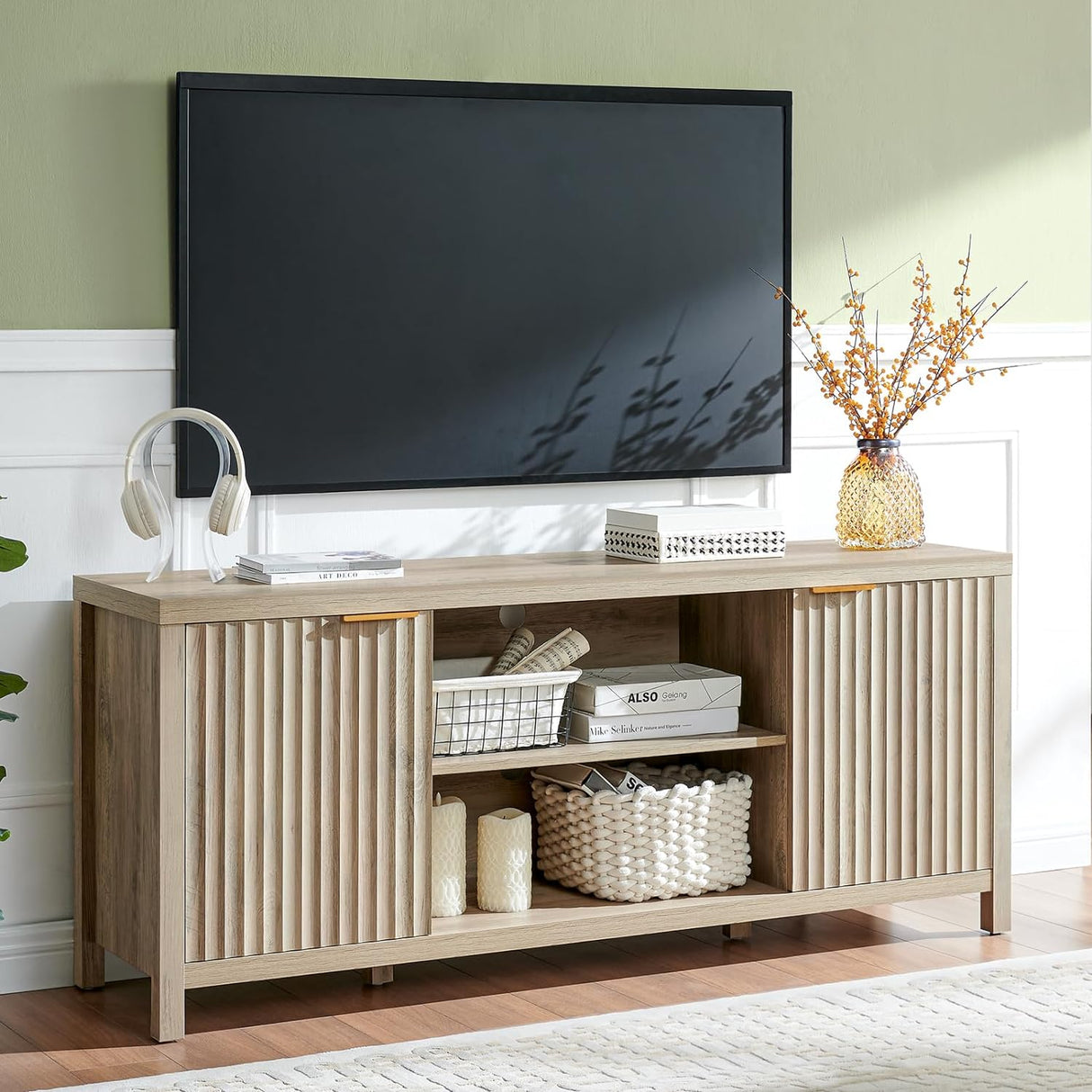 Oxford Mid Century Modern TV Stand with Doors