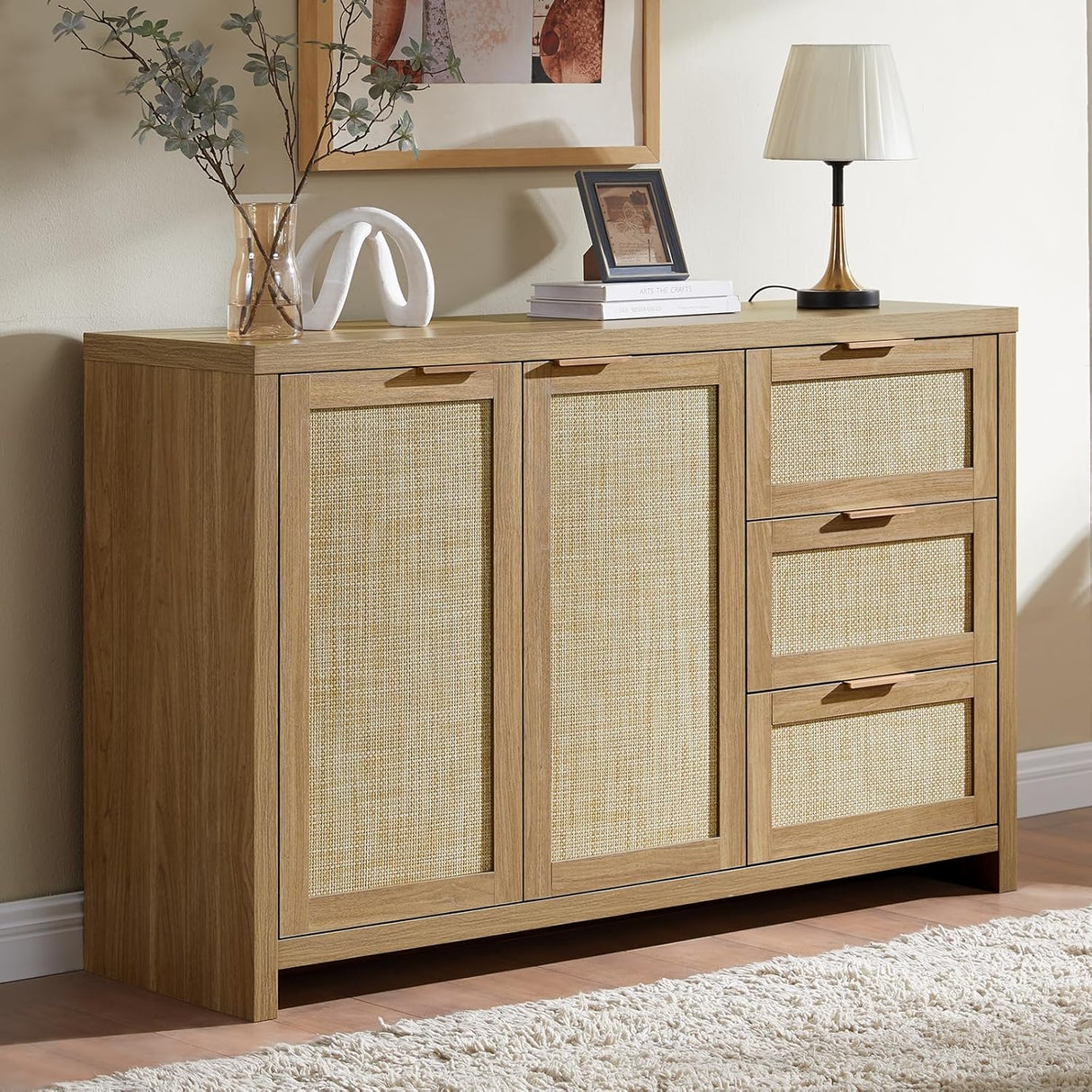 Hampstead Rattan 3 Drawer Storage Cabinet with 2 Doors