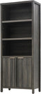 Bookcase, 5 Tier Book Shelf with Doors Cabinet 15.4in Depth