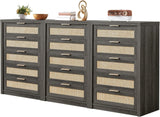 Rattan 5 Drawer Dresser Storage Cane Cabinet