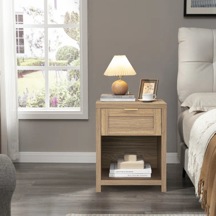 Wooden Single-Drawer Nightstand