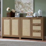 Rattan 3-Drawer 3-Door Storage Cabinet