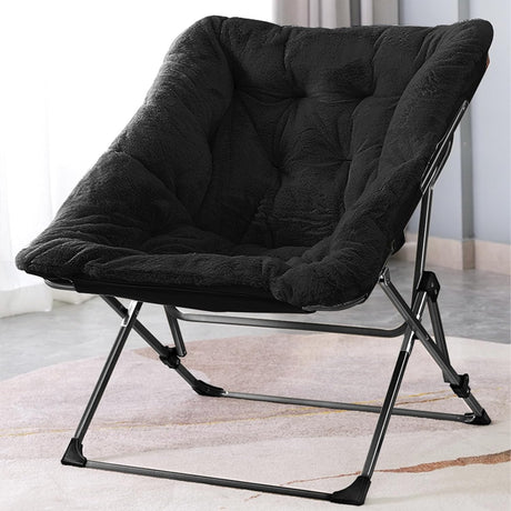 Faux Fur Foldable Comfy Saucer Chair