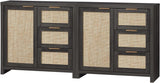 Rattan 3-Drawer 1-Door Storage Cabinet