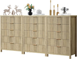 Wooden Fluted 5-Drawer Chest with Curved Silhouette Design