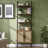 Rattan Ladder 5 Tier Open Tall Bookshelf