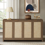 Rattan 4-Door Storage Sideboard Cabinet