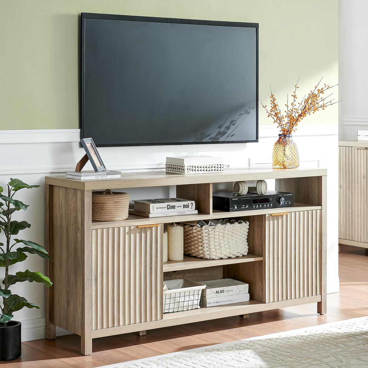 Oxford Mid Century Modern TV Stand with Doors