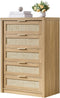 Rattan 5 Drawer Dresser Storage Cane Cabinet