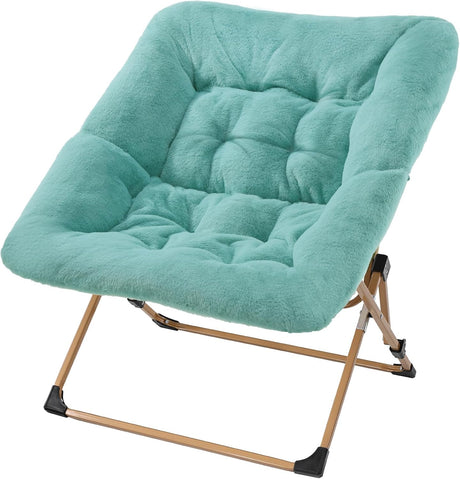 Faux Fur Foldable Comfy Saucer Chair