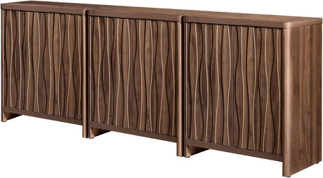 Wooden Wave Pattern Double-Door Storage Cabinet