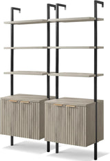 Ladder 5 Tier Open Oxford Tall Bookshelf with Cabinet