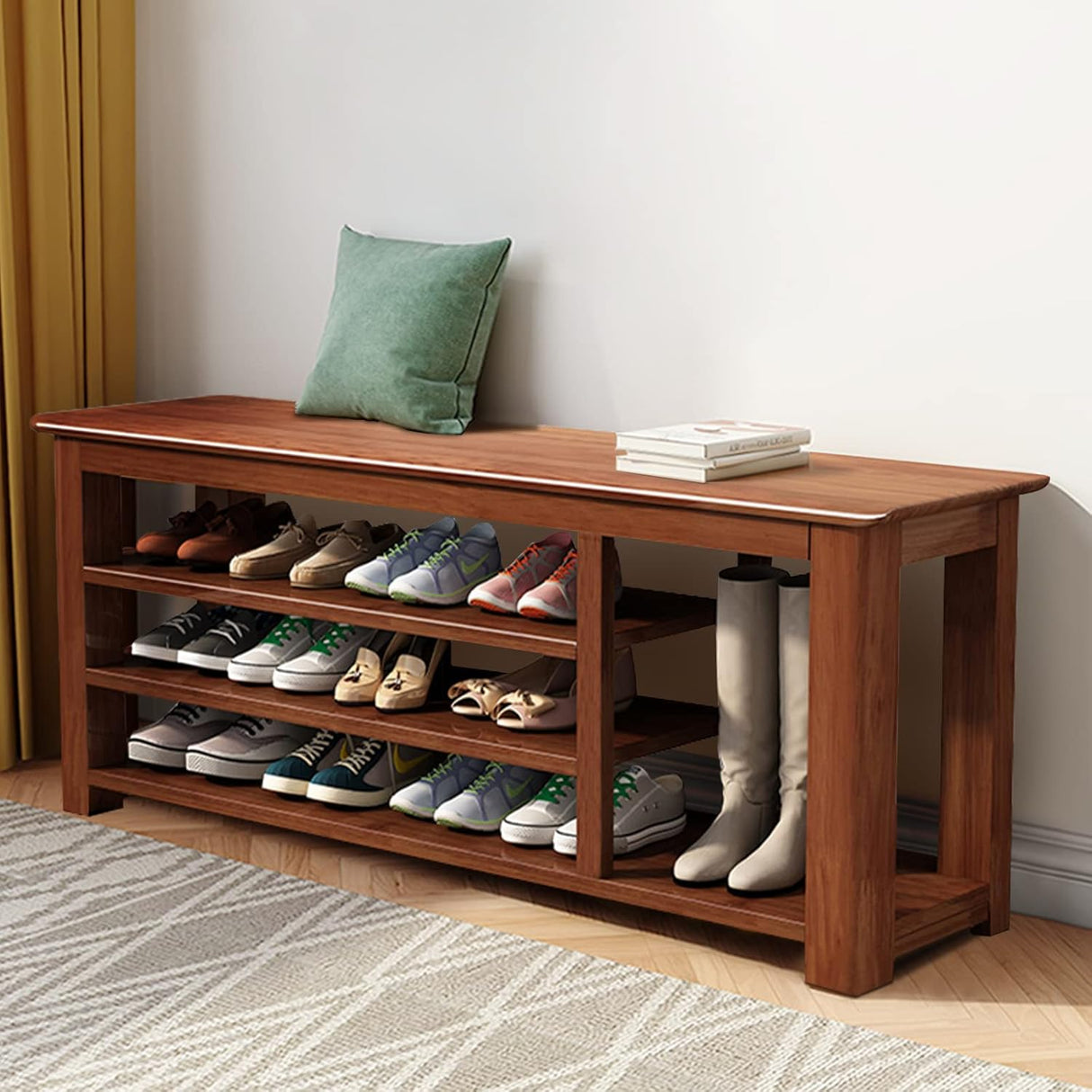 Height Adjustable 3-Tier Bamboo Shoe Rack