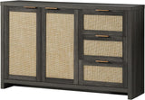 Rattan 3-Drawer 2-Door Storage Cabinet