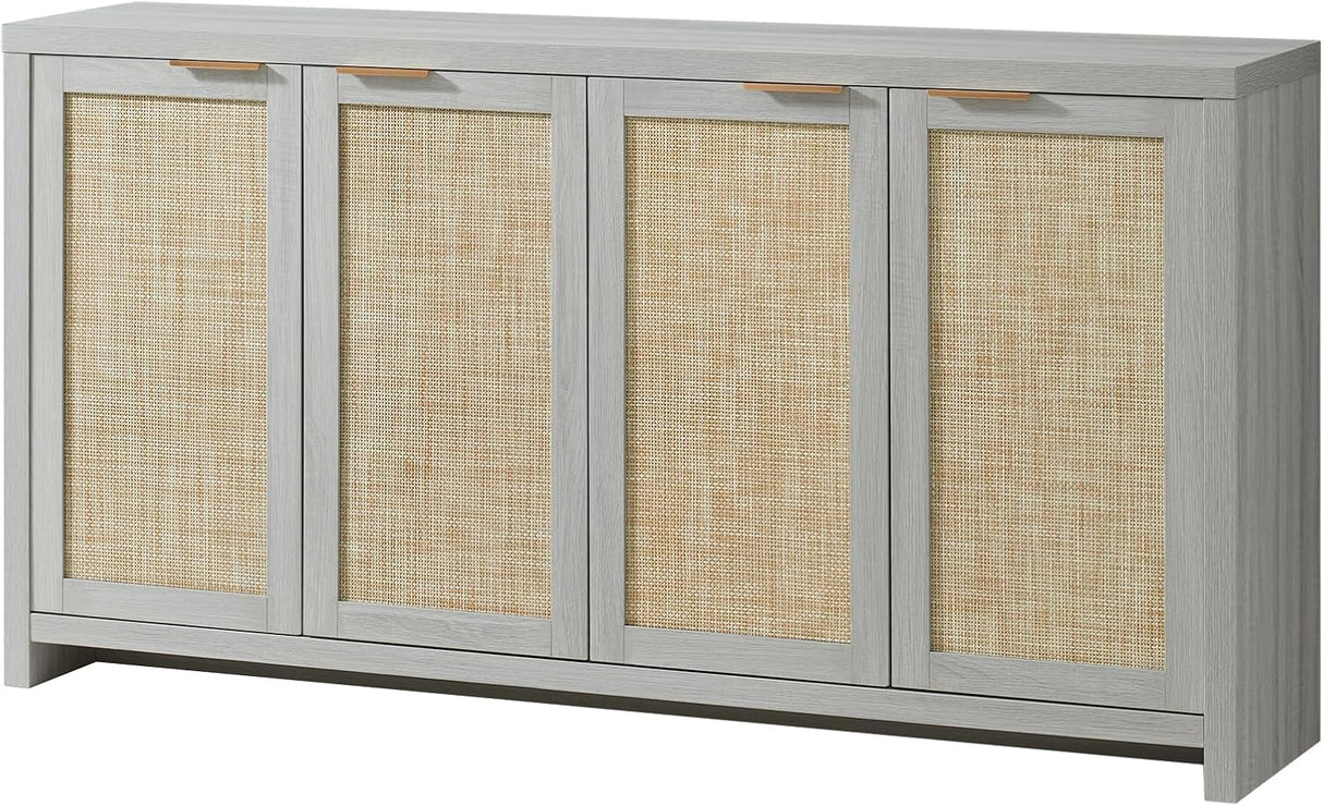 Rattan 4-Door Storage Sideboard Cabinet