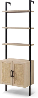 Rattan Ladder 5 Tier Open Tall Bookshelf