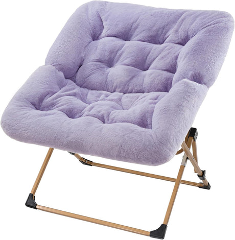 Faux Fur Foldable Comfy Saucer Chair