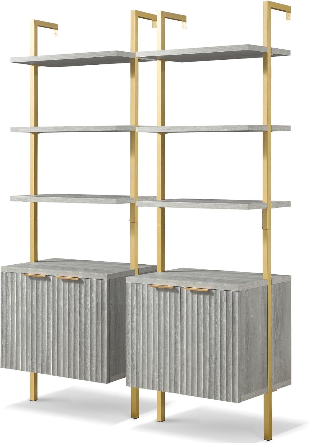 Ladder 5 Tier Open Oxford Tall Bookshelf with Cabinet