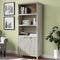 Wooden Fluted 5-Tier Tall Bookcase Cabinet with Doors