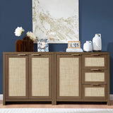 Rattan 3-Drawer 3-Door Storage Cabinet