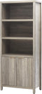 Bookcase, Tall Bookshelf with Doors Cabinet 15.4in Depth, 5 Tier Book Shelf, Wood Oak 1.4" MDF Bookcases with Storage Floor Standing, Farmhouse Bookshelves (Grey Oak)