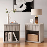 Wooden Wave Pattern Night Stand