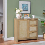 Rattan 3-Drawer 1-Door Storage Cabinet