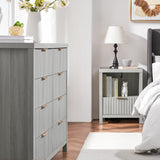 Fluted Nightstand with Charging Station with Drawer Storage