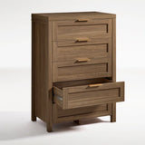 Wooden 5 Drawer Dresser Storage Cane Cabinet