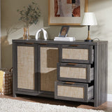 Rattan 3-Drawer 2-Door Storage Cabinet