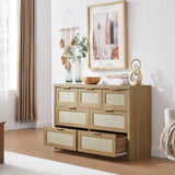 Rattan 7-Drawer Dresser Storage Chest