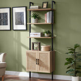 Rattan Ladder 5 Tier Open Tall Bookshelf