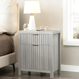 Oxford 2 Drawer Nightstand with Charging Station, Fluted Panel