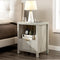 Wooden Fluted Single-Drawer Nightstand with Charging Station