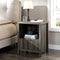 Wooden Fluted Single-Drawer Nightstand with Charging Station