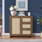 Rattan 3-Drawer 1-Door Storage Cabinet