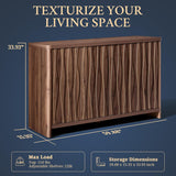 Wooden Wave Pattern 4-Door Storage Cabinet