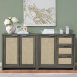 Rattan 3-Drawer 3-Door Storage Cabinet