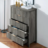 Wooden Fluted 5-Drawer Chest with Curved Silhouette Design