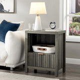 Fluted Nightstand with Charging Station with Drawer Storage