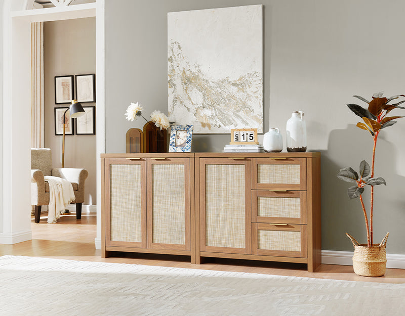 Wooden Fluted Single-Drawer Nightstand with Charging Station