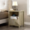 Wooden Fluted Single-Drawer Nightstand with Charging Station